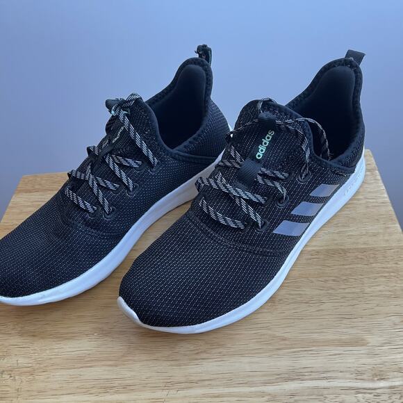 Adidas Shoes Womens 9.5 Cloudfoam Pure Athletic Low Sneakers Black Mesh - Picture 1 of 8